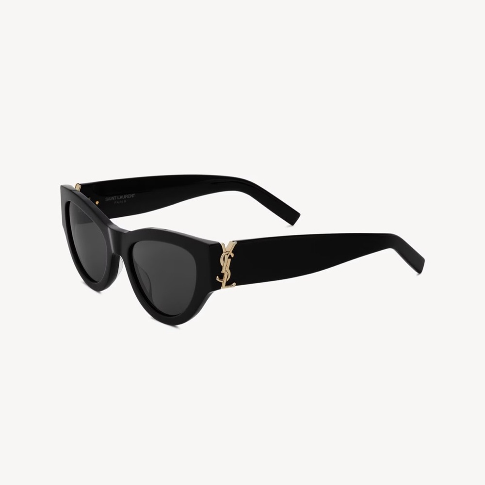 Saint Laurent Black Cat Eye Sunglasses with Gold Accents - SL M94